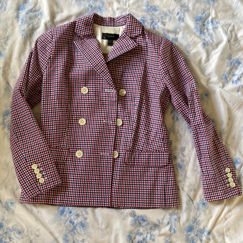 J.Crew red/blue/white gingham/ plaid blazer
